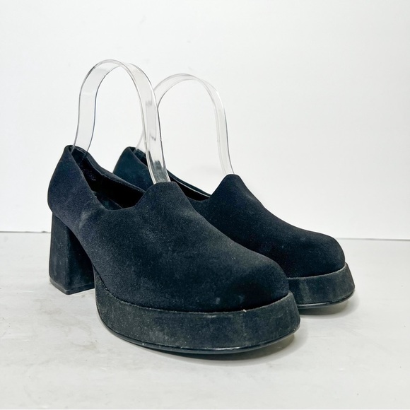 Y2K VTG 90’s Black Chunky Heels Size 7.5 Women’s - Picture 1 of 6
